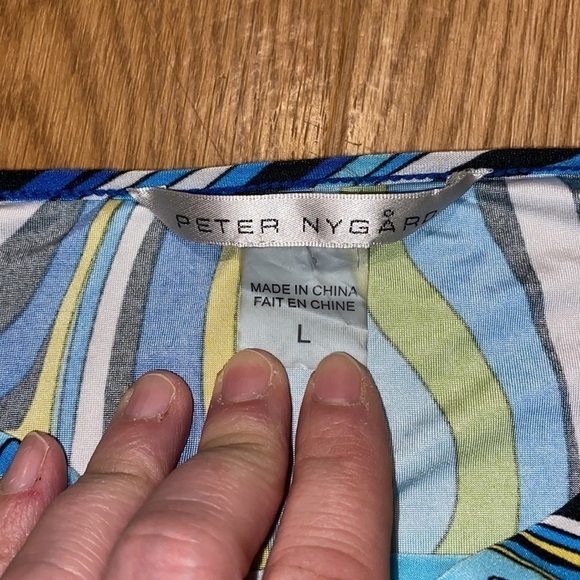 PETER Nygard Women’s Blue Multicoloured  Sleeveless Scoop Neck Top (Size Large) - Picture 6 of 7